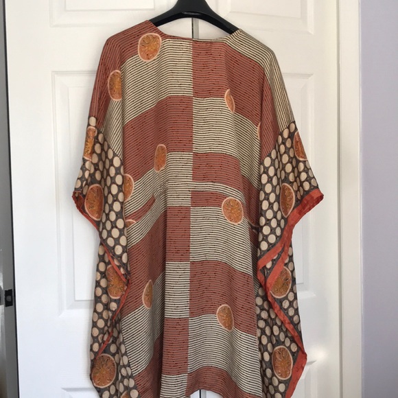 Aanya Short Recycled Kaftan Dress, orange/gray - Picture 6 of 9